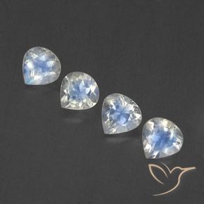 1.70ctw Naturale Bianco bluastro Pietra di luna arcobaleno, Forma a pera, Trasparente