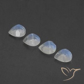 Gemme di Pietra di luna arcobaleno Bianco bluastro naturale da 1.70 ct, Forma a pera, Trasparente