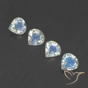 1.36ctw Naturale Bianco bluastro Pietra di luna arcobaleno, Forma a pera, Trasparente