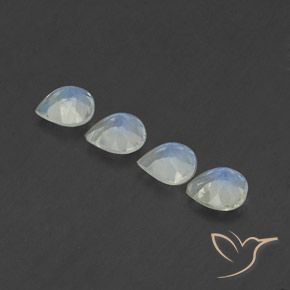 Gemme di Pietra di luna arcobaleno Bianco bluastro naturale da 1.36 ct, Forma a pera, Trasparente