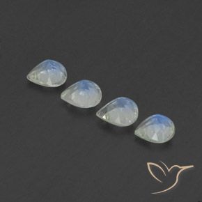 Gemme di Pietra di luna arcobaleno Bianco bluastro naturale da 1.33 ct, Forma a pera, Trasparente