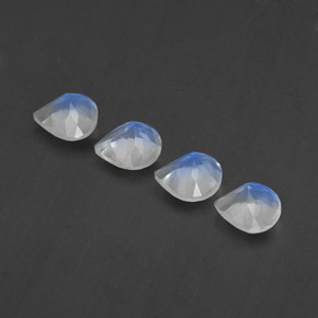 Pietra di luna arcobaleno naturale bianco da 1,55 ct, taglio a pera, trasparente