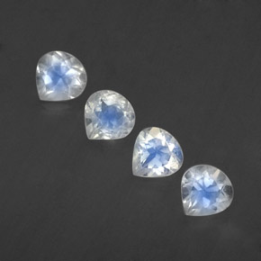 Pietra di luna arcobaleno naturale bianco da 1,67 ct, taglio a pera, trasparente