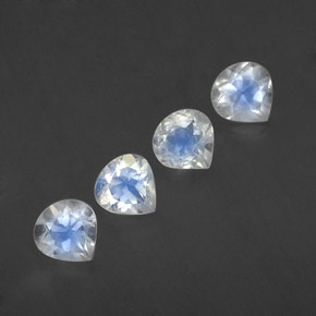 Pietra di luna arcobaleno naturale bianco da 1,67 ct, taglio a pera, trasparente