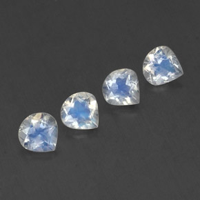 Pietra di luna arcobaleno naturale bianco da 1,49 ct, taglio a pera, trasparente