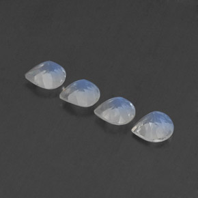 Pietra di luna arcobaleno naturale bianco da 1,49 ct, taglio a pera, trasparente