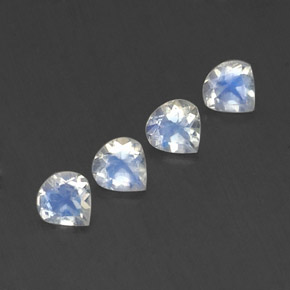 Pietra di luna arcobaleno naturale bianco da 1,37 ct, taglio a pera, trasparente