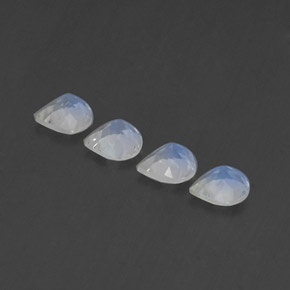 Pietra di luna arcobaleno naturale bianco da 1,37 ct, taglio a pera, trasparente