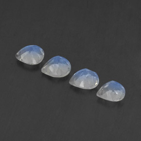 Pietra di luna arcobaleno naturale bianco da 1,47 ct, taglio a pera, trasparente