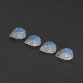 Pietra di luna arcobaleno naturale bianco da 1,30 ct, taglio a pera, trasparente