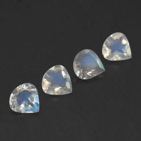 Pietra di luna arcobaleno naturale bianco da 1,15 ct, taglio a pera, trasparente