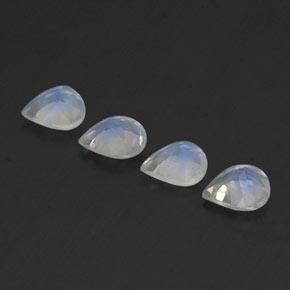 Pietra di luna arcobaleno naturale bianco da 1,15 ct, taglio a pera, trasparente