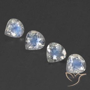 1.54ctw Naturale Bianco bluastro Pietra di luna arcobaleno, Forma a pera, Trasparente