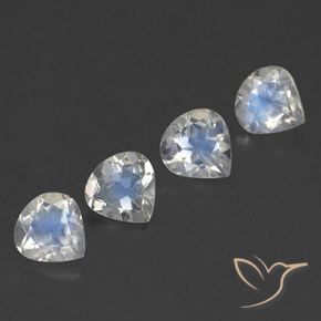 Gemme di Pietra di luna arcobaleno Bianco bluastro naturale da 1.54 ct, Forma a pera, Trasparente