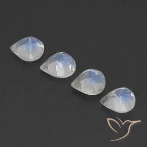Gemme di Pietra di luna arcobaleno Bianco bluastro naturale da 1.54 ct, Forma a pera, Trasparente