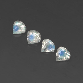 Pietra di luna arcobaleno naturale bianco da 1,44 ct, taglio a pera, trasparente