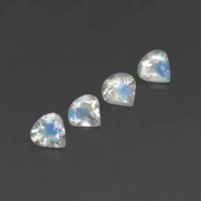 Pietra di luna arcobaleno naturale bianco da 1,44 ct, taglio a pera, trasparente