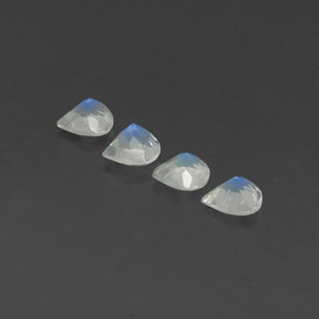 Pietra di luna arcobaleno naturale bianco da 1,44 ct, taglio a pera, trasparente