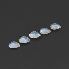 Pietra di luna arcobaleno naturale bianco da 1,27 ct, taglio a pera, trasparente