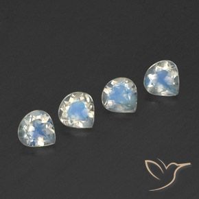 1.30ctw Naturale Bianco bluastro Pietra di luna arcobaleno, Forma a pera, Trasparente