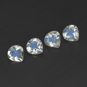 Pietra di luna arcobaleno naturale bianco da 1,24 ct, taglio a pera, trasparente