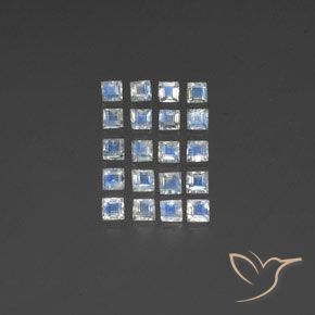 3.10ctw Naturale Bianco bluastro Pietra di luna arcobaleno, Quadrato, Trasparente/Traslucido