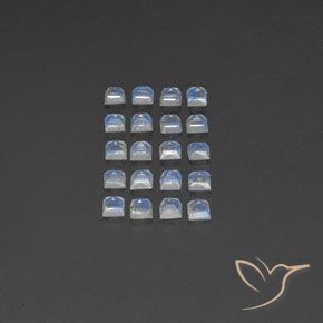 Gemme di Pietra di luna arcobaleno Bianco bluastro naturale da 3.10 ct, Quadrato, Trasparente/Traslucido