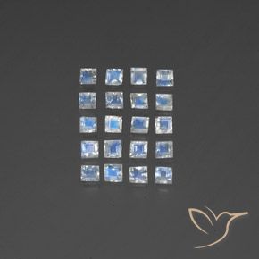 2.86ctw Naturale Bianco bluastro Pietra di luna arcobaleno, Quadrato, Trasparente/Traslucido