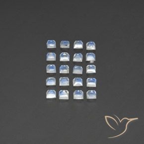 Gemme di Pietra di luna arcobaleno Bianco bluastro naturale da 2.86 ct, Quadrato, Trasparente/Traslucido