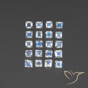 2.27ctw Naturale Bianco bluastro Pietra di luna arcobaleno, Quadrato, Trasparente/Traslucido