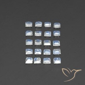 Gemme di Pietra di luna arcobaleno Bianco bluastro naturale da 2.27 ct, Quadrato, Trasparente/Traslucido