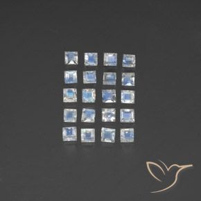 2.91ctw Naturale Bianco bluastro Pietra di luna arcobaleno, Quadrato, Trasparente/Traslucido