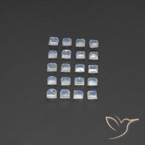 Gemme di Pietra di luna arcobaleno Bianco bluastro naturale da 2.91 ct, Quadrato, Trasparente/Traslucido