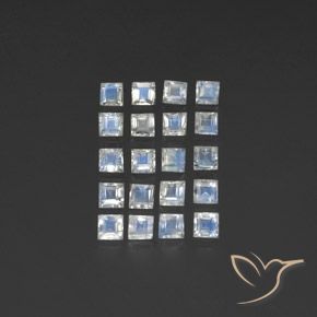 2.42ctw Naturale Bianco bluastro Pietra di luna arcobaleno, Quadrato, Trasparente
