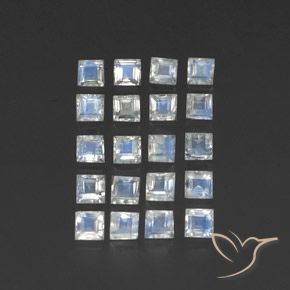 Gemme di Pietra di luna arcobaleno Bianco bluastro naturale da 2.42 ct, Quadrato, Trasparente