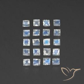 Gemme di Pietra di luna arcobaleno Bianco bluastro naturale da 2.56 ct, Quadrato, Trasparente