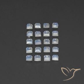 Gemme di Pietra di luna arcobaleno Bianco bluastro naturale da 2.56 ct, Quadrato, Trasparente