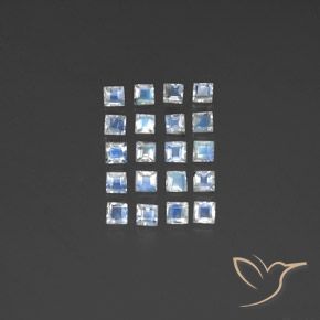 Pietra di luna arcobaleno naturale bianco da 2,94 ct, quadrato, trasparente