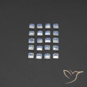 Pietra di luna arcobaleno naturale bianco da 2,94 ct, quadrato, trasparente
