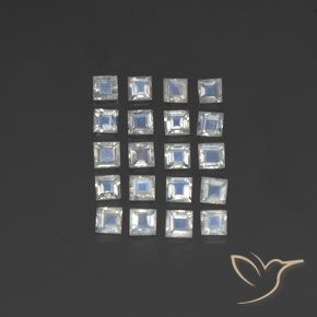 2.87ctw Naturale Bianco bluastro Pietra di luna arcobaleno, Quadrato, Trasparente