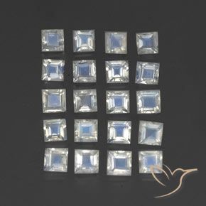 Gemme di Pietra di luna arcobaleno Bianco bluastro naturale da 2.87 ct, Quadrato, Trasparente