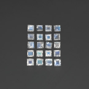 Pietra di luna arcobaleno naturale bianco da 2,28 ct, quadrato, trasparente