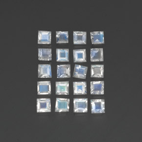 Pietra di luna arcobaleno naturale bianco da 2,28 ct, quadrato, trasparente