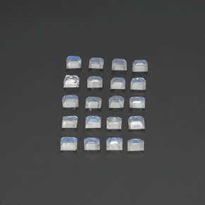 Pietra di luna arcobaleno naturale bianco da 2,28 ct, quadrato, trasparente