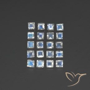 2.74ctw Naturale Bianco bluastro Pietra di luna arcobaleno, Quadrato, Trasparente