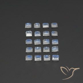 Gemme di Pietra di luna arcobaleno Bianco bluastro naturale da 2.64 ct, Quadrato, Trasparente