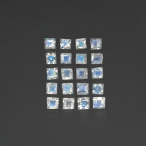 Pietra di luna arcobaleno naturale bianco da 2,88 ct, quadrato, trasparente