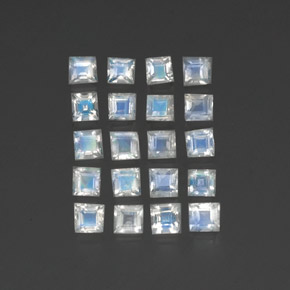 Pietra di luna arcobaleno naturale bianco da 2,88 ct, quadrato, trasparente