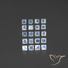 3.37ctw Naturale Bianco bluastro Pietra di luna arcobaleno, Quadrato, Trasparente