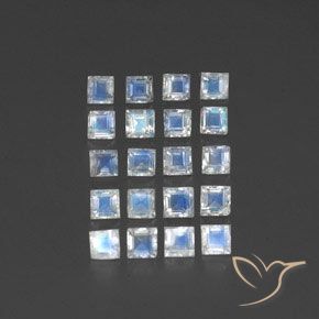 Gemme di Pietra di luna arcobaleno Bianco bluastro naturale da 3.37 ct, Quadrato, Trasparente